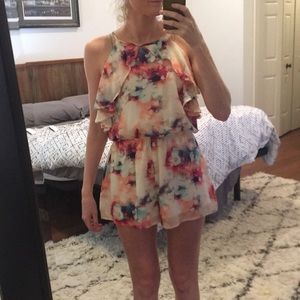 Vestique multicolored tie back romper